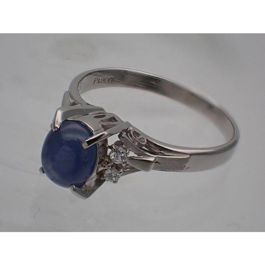 Pt900 プラチナ スターサファイア ダイヤ リング 0.08ct 13.5号 4.2g