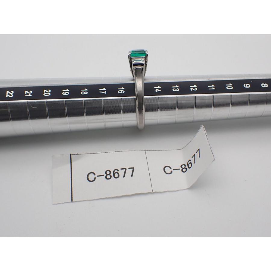 プラチナ　ダイヤ PM999 プラチナ エメラルド ダイヤ リング E1.004ct D0.57ct 15