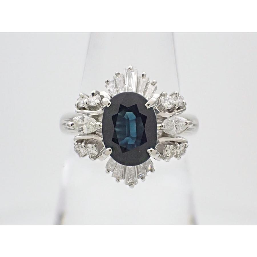 PT900 プラチナ サファイア ダイヤ リング S1.37ct D0.57ct 11.5号 7.3 