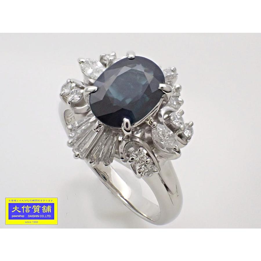 PT900 プラチナ サファイア ダイヤ リング S1.37ct D0.57ct 11.5号 7.3  