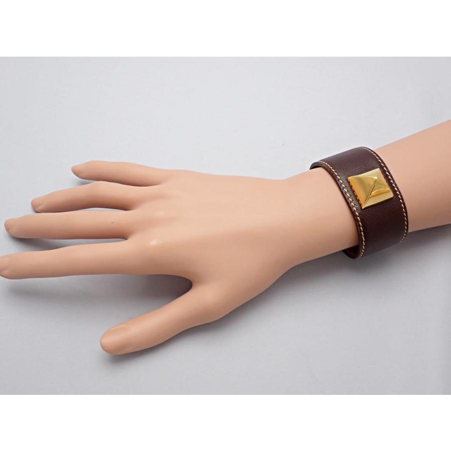 HERMES（エルメス） レザー ブレスレット メドール □B ブラウン