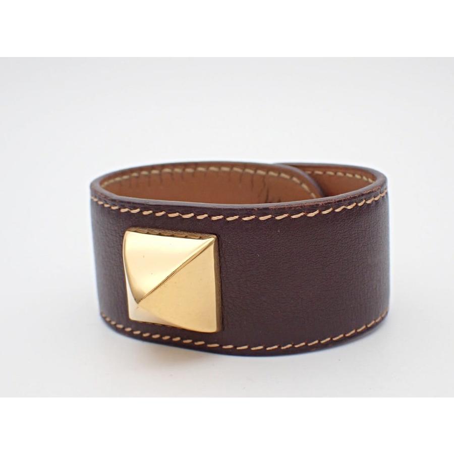 HERMES（エルメス） レザー ブレスレット メドール □B ブラウン