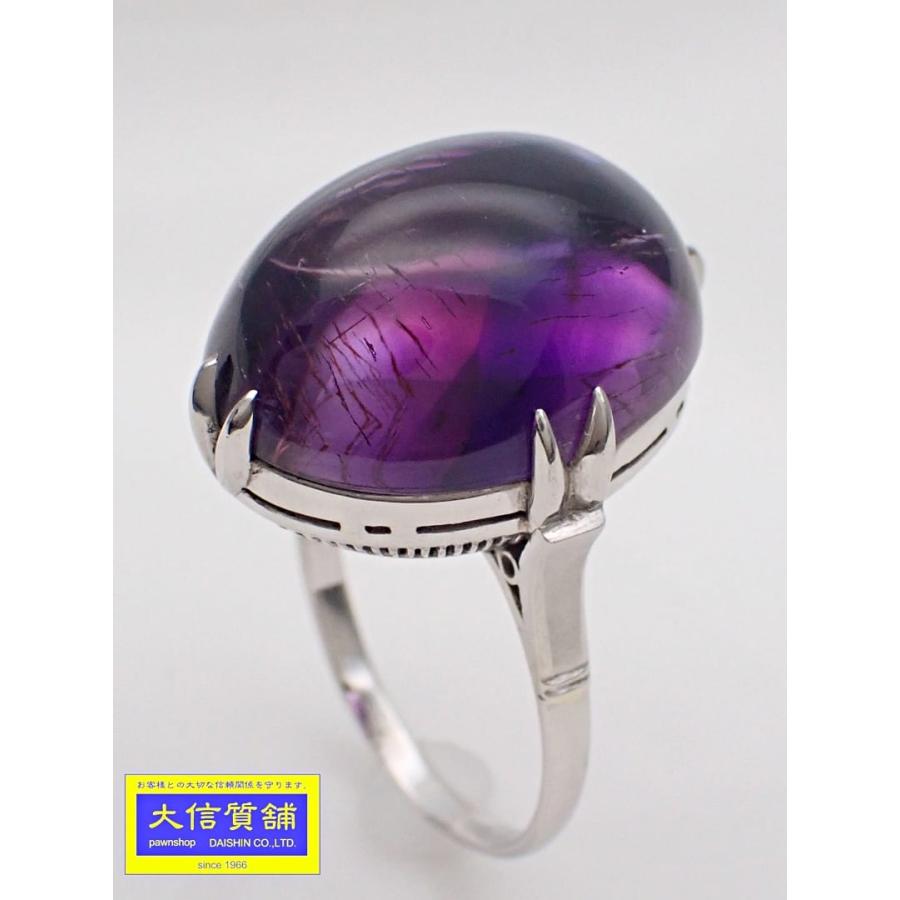 Pt850 プラチナ アメジスト リング 14号 7.7g 中古B+ 【送料無料】 C