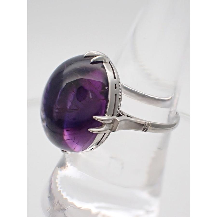 プラチナPt850 ハートリング Pt850 プラチナ アメジスト リング 14号 7.7g 中古B+ 【送料無料】 C