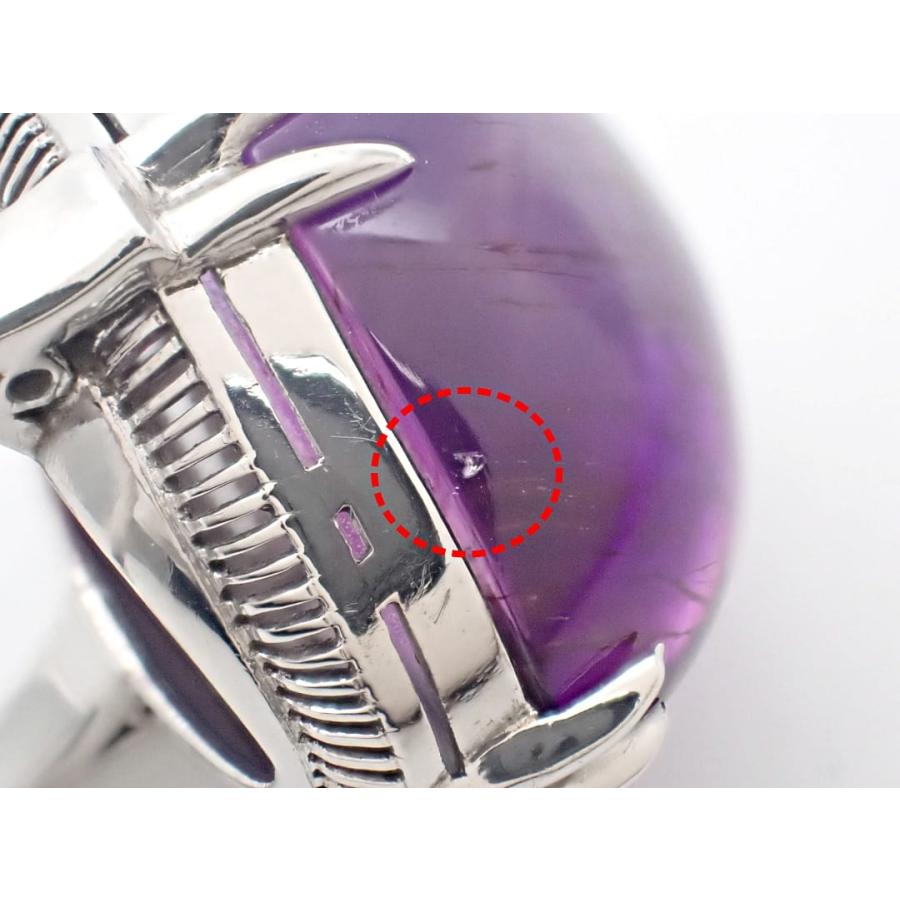 プラチナPt850 ハートリング Pt850 プラチナ アメジスト リング 14号 7.7g 中古B+ 【送料無料】 C