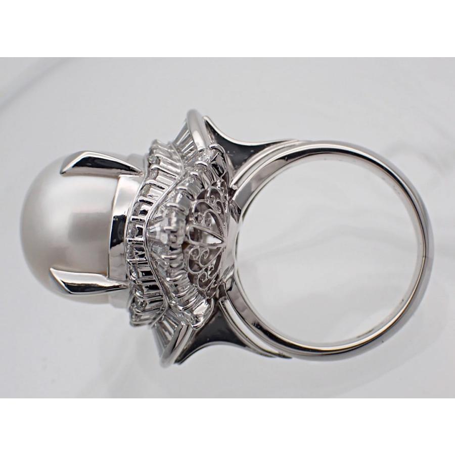 Pt900 プラチナ 南洋真珠 ダイヤ リング 13.5mm D2.48ct 9号 19.1g 