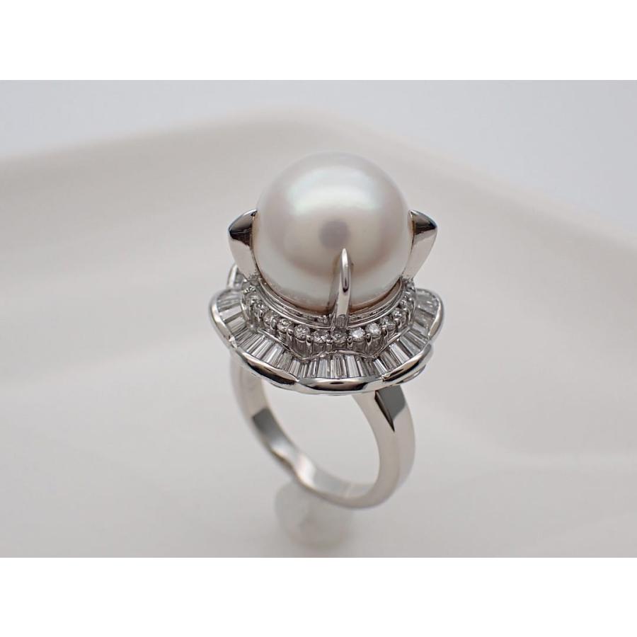 Pt900 プラチナ 南洋真珠 ダイヤ リング 13.1mm D0.85+0.31ct 13号 