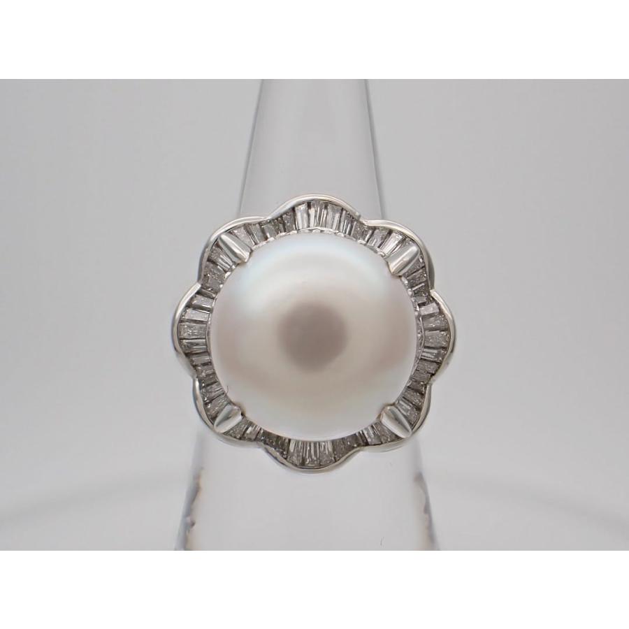 Pt900 プラチナ 南洋真珠 ダイヤ リング 13.1mm D0.85+0.31ct 13号 