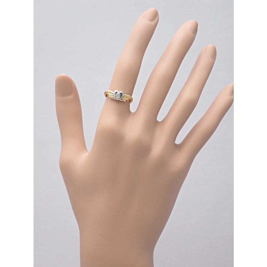 K18 Pt900 イエローゴールド プラチナ ダイヤ リング 0.023ct ハート  