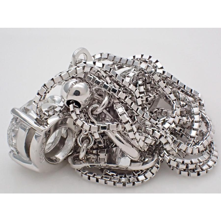 K18WG ホワイトゴールド 3連ダイヤ ペンダント ネックレス 1.000+0.584