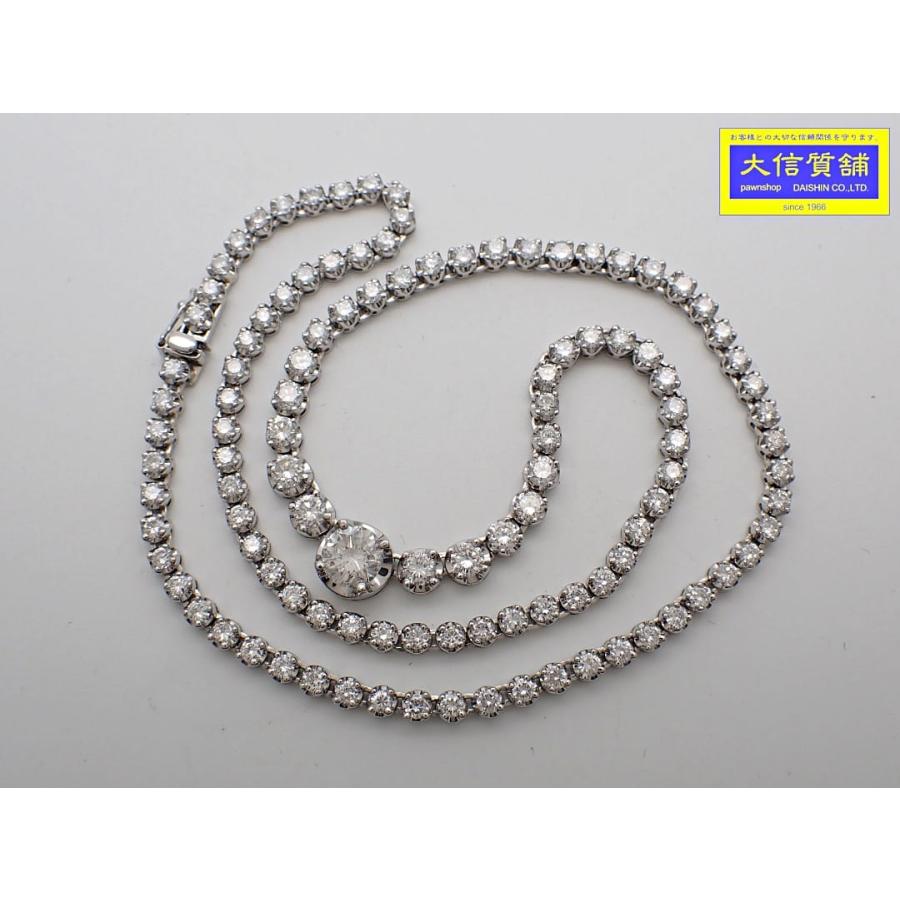 PT850 プラチナ ダイヤ テニス グラデーション ネックレス 7.00ct+ 