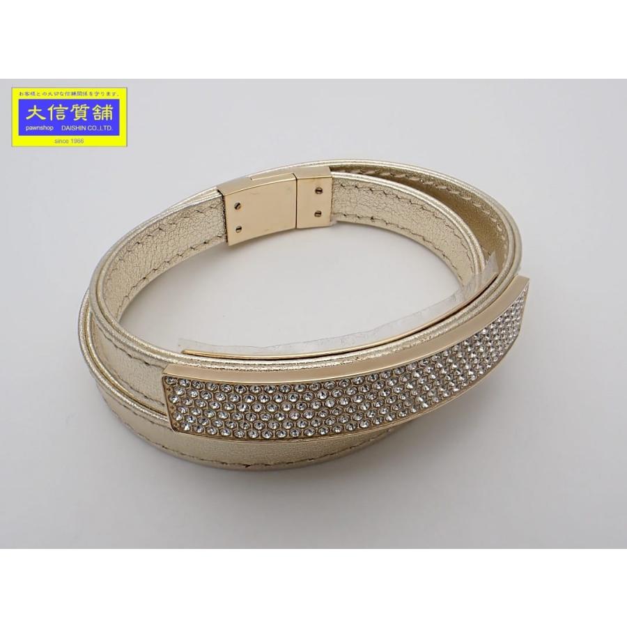 未使用 SWAROVSKI スワロフスキー バングル ブレスレット ゴールド SWAROVSKI（スワロフスキー） レザー ブレスレット ゴールド バングル