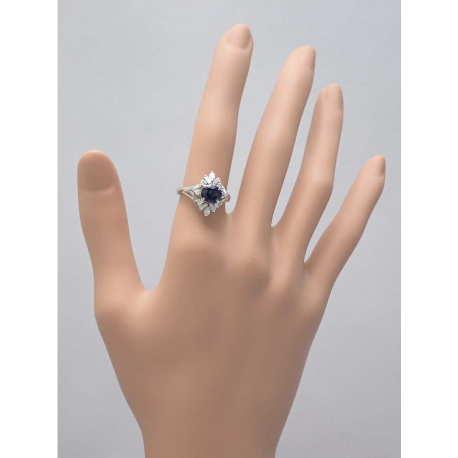 Pt900 プラチナ ダイヤ取巻き サファイアリング S1.43ct D0.56ct 12号 6.87g 中古A 【送料無料】 C-9210の画像