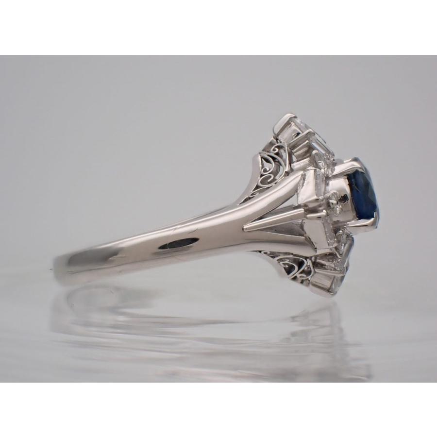 Pt900 プラチナ ダイヤ取巻き サファイアリング S1.43ct D0.56ct 12号 6.87g 中古A 【送料無料】 C-9210の画像