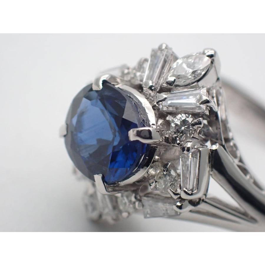 Pt900 プラチナ ダイヤ取巻き サファイアリング S1.43ct D0.56ct 12号 6.87g 中古A 【送料無料】 C-9210の画像