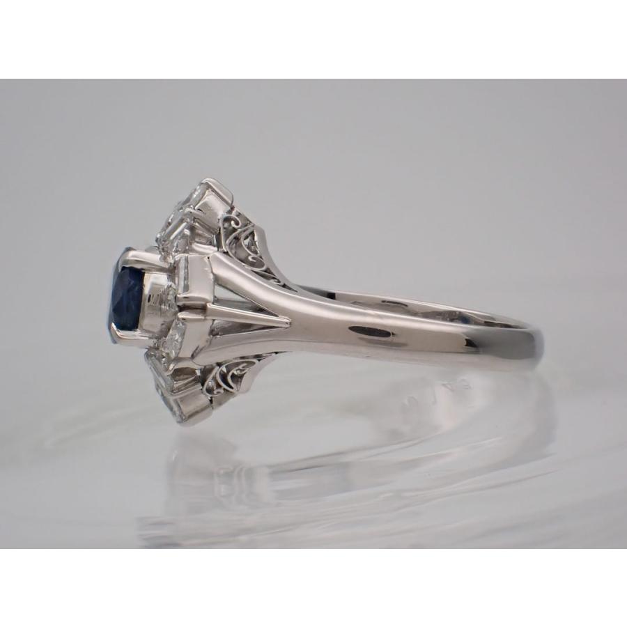 Pt900 プラチナ ダイヤ取巻き サファイアリング S1.43ct D0.56ct 12号 6.87g 中古A 【送料無料】 C-9210の画像