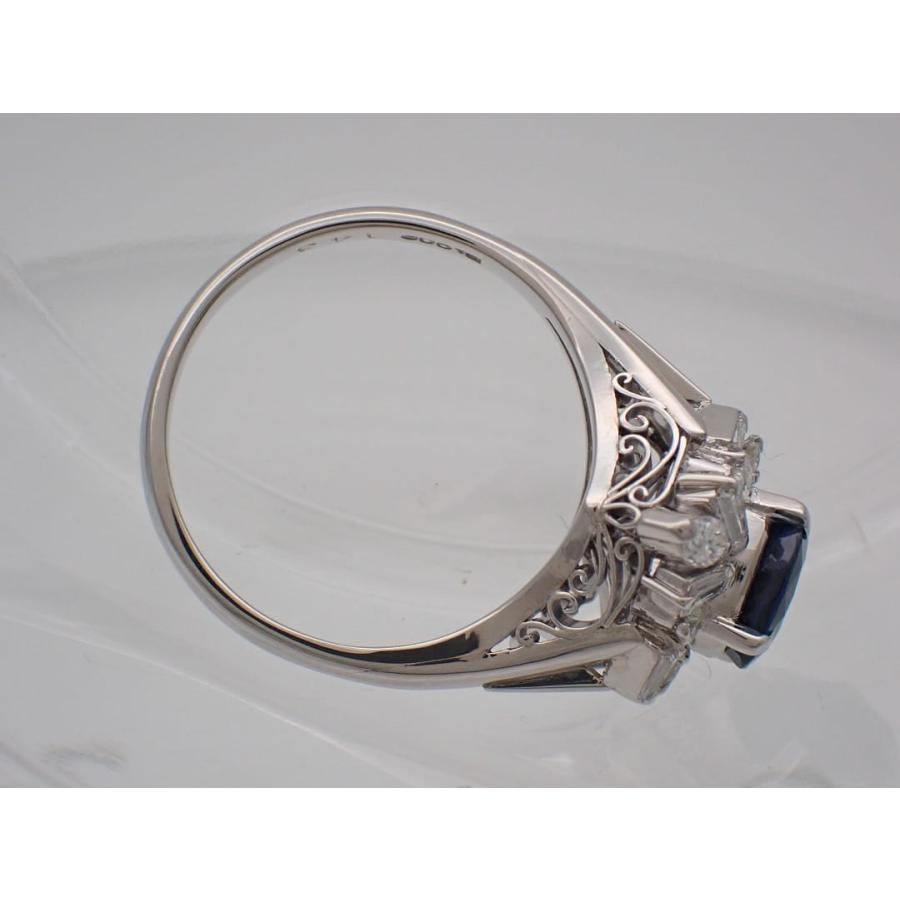 Pt900 プラチナ ダイヤ取巻き サファイアリング S1.43ct D0.56ct 12号 6.87g 中古A 【送料無料】 C-9210の画像