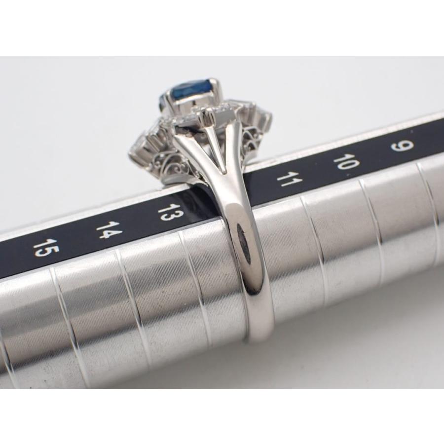 Pt900 プラチナ ダイヤ取巻き サファイアリング S1.43ct D0.56ct 12号 6.87g 中古A 【送料無料】 C-9210の画像