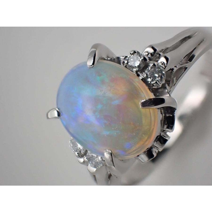 Pt900 プラチナ ダイヤ入り オパールリング OP1.44ct 14号 5.36g 中古A