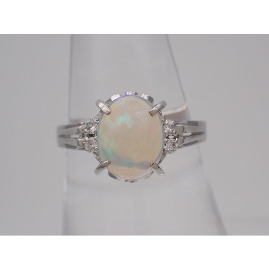 Pt900 プラチナ ダイヤ入り オパールリング OP1.44ct 14号 5.36g 中古A