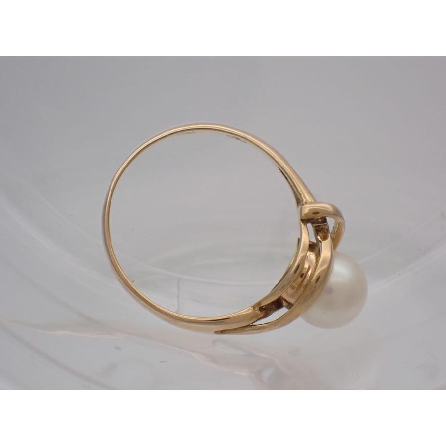 K18 イエローゴールド パールリング 11号 6.7mm 2.65g 中古B+ 【送料