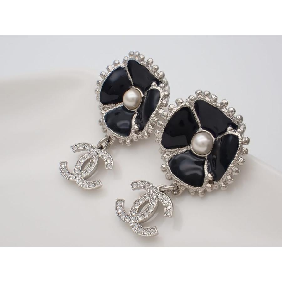 CHANEL シャネル CCロゴピアス ABC212 F23K フラワー シルバーx