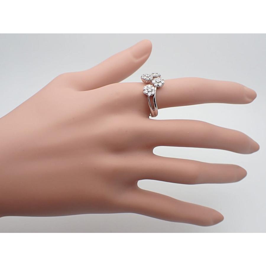 K18WG ホワイトゴールド ダイヤ リング 1.00ct  フラワーモチーフ 16号 7.02g 中古A 【送料無料】 C-9269の画像