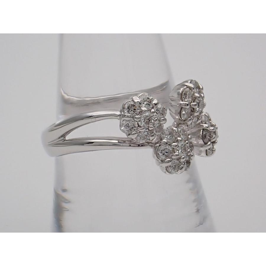 K18WG ホワイトゴールド ダイヤ リング 1.00ct  フラワーモチーフ 16号 7.02g 中古A 【送料無料】 C-9269の画像