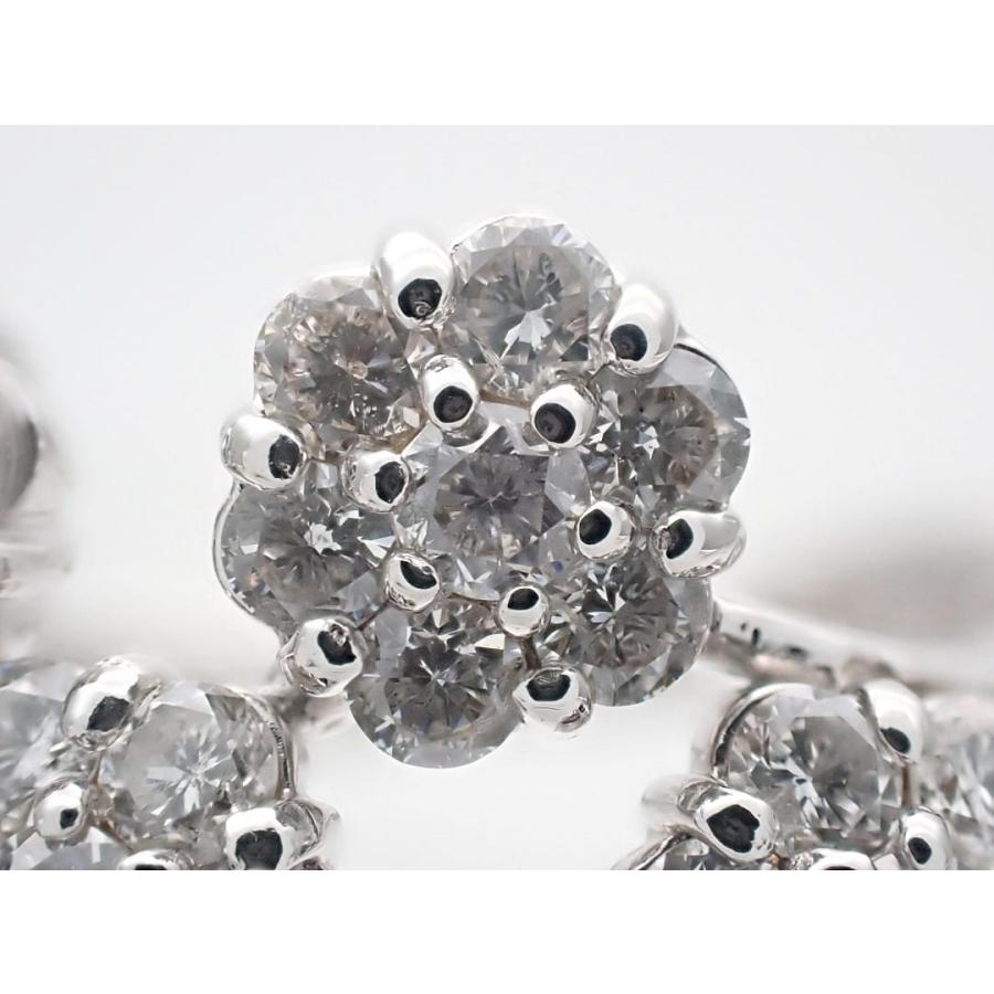 K18WG ホワイトゴールド ダイヤ リング 1.00ct  フラワーモチーフ 16号 7.02g 中古A 【送料無料】 C-9269の画像