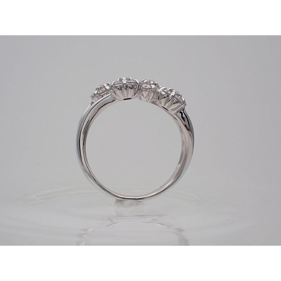 K18WG ホワイトゴールド ダイヤ リング 1.00ct  フラワーモチーフ 16号 7.02g 中古A 【送料無料】 C-9269の画像