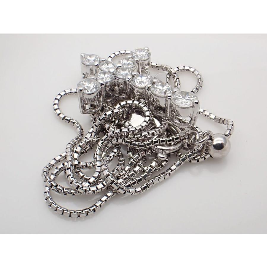 K18WG ホワイトゴールド クロスペンダント ベネチアチェーンネックレス 45cm 1.00ct 5.19g 中古A+ 【送料無料】 C-9297の画像