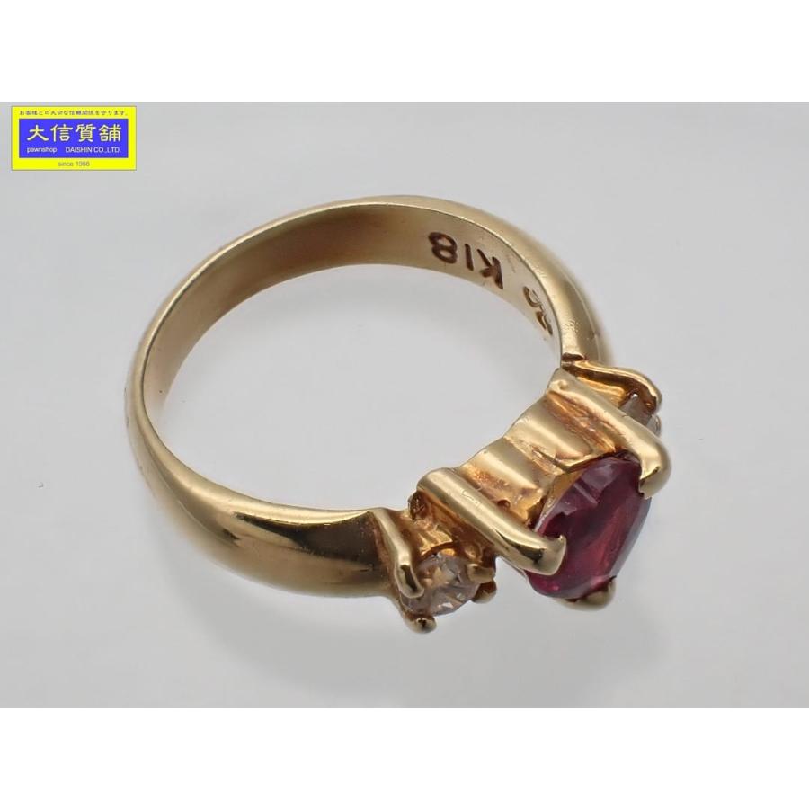 K18 イエローゴールド ルビー ダイヤ ペンダントトップ ベビーリング