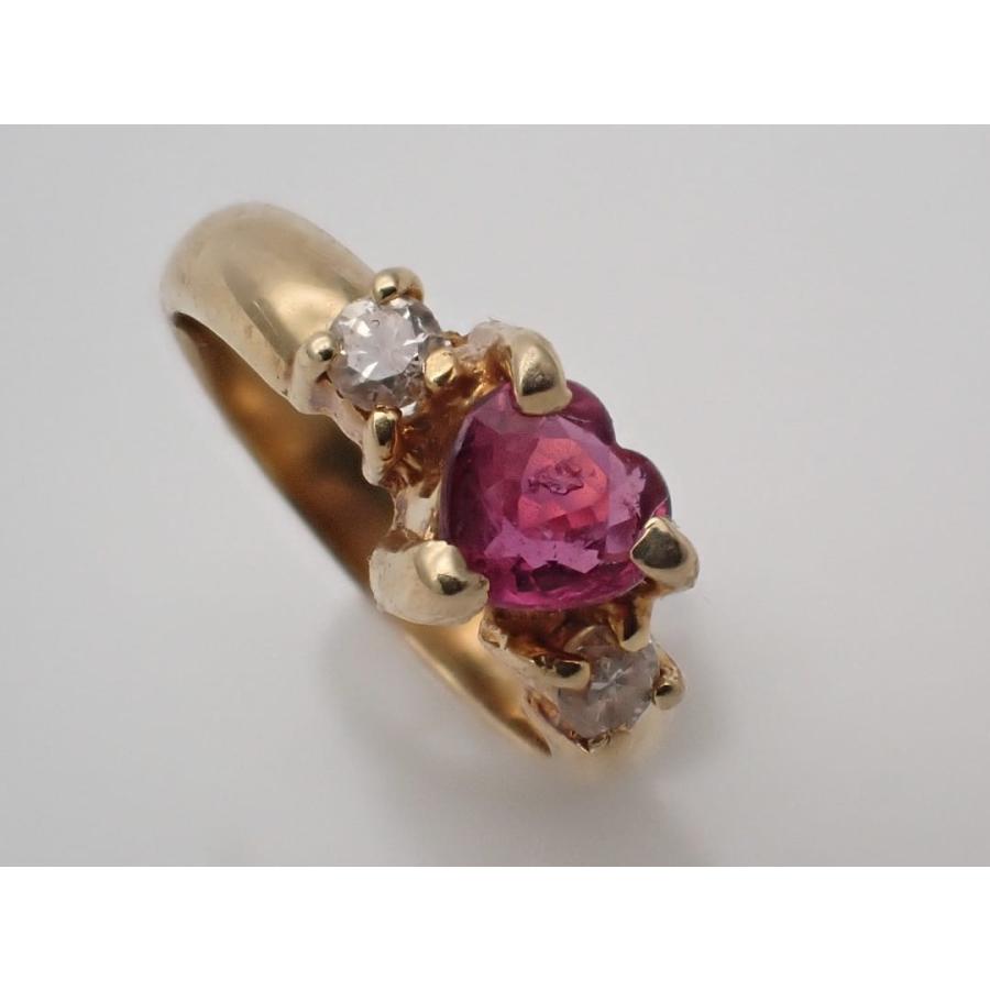 K18 イエローゴールド ルビー ダイヤ ペンダントトップ ベビーリング