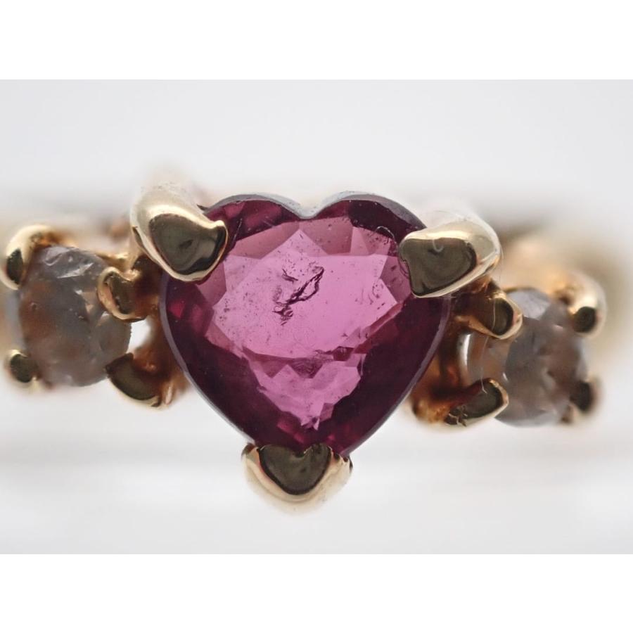 K18 イエローゴールド ルビー ダイヤ ペンダントトップ ベビーリング