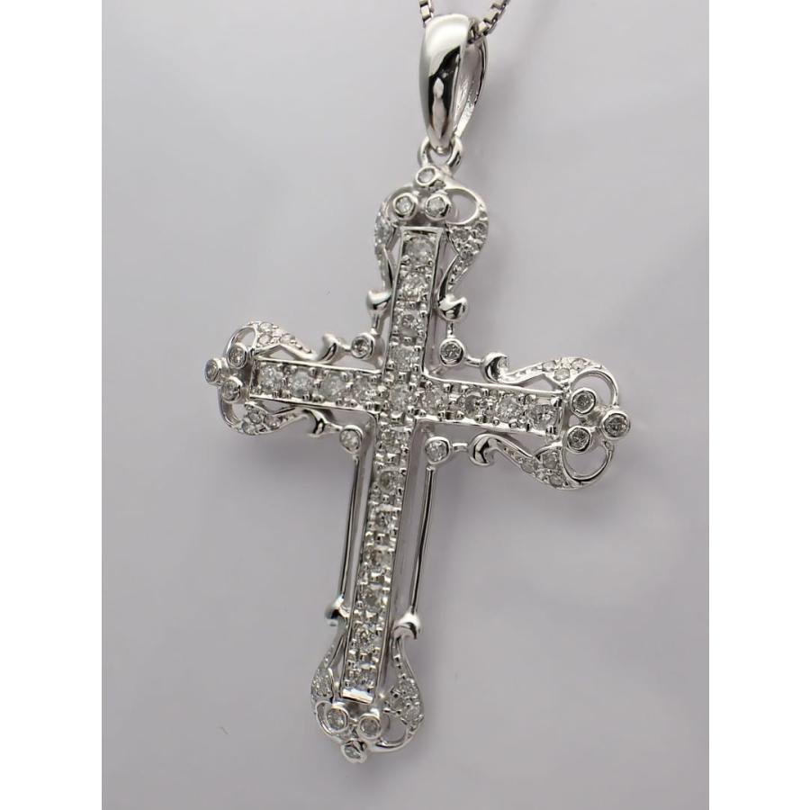 K18WG ホワイトゴールド ダイヤクロス ペンダントトップ 1.00ct 6.41g 中古A+ 【送料無料】 C-9304の画像