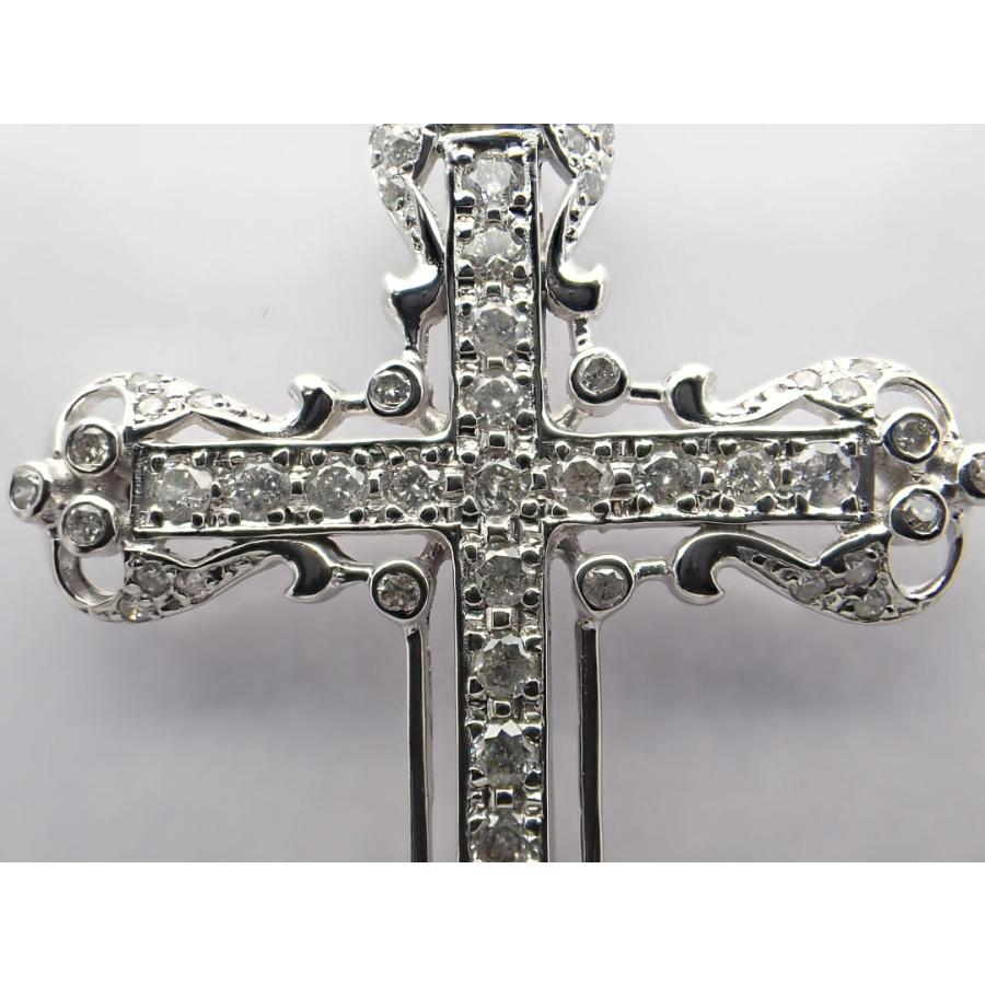K18WG ホワイトゴールド ダイヤクロス ペンダントトップ 1.00ct 6.41g 中古A+ 【送料無料】 C-9304の画像