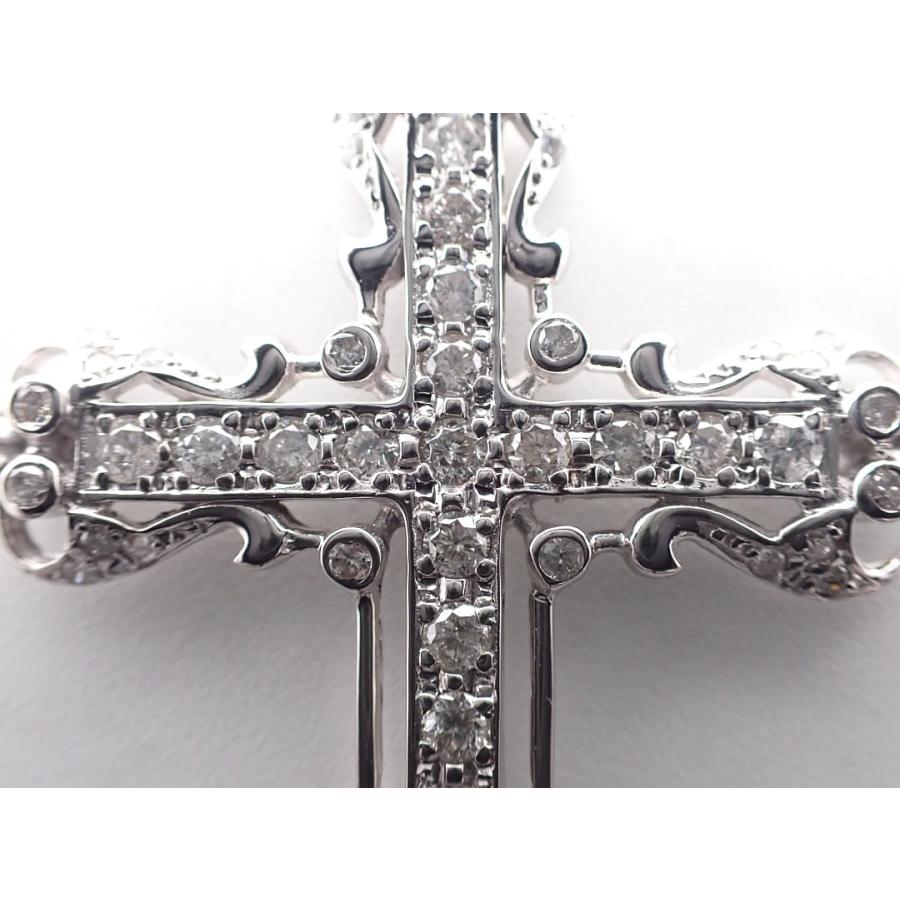 K18WG ホワイトゴールド ダイヤクロス ペンダントトップ 1.00ct 6.41g 中古A+ 【送料無料】 C-9304の画像