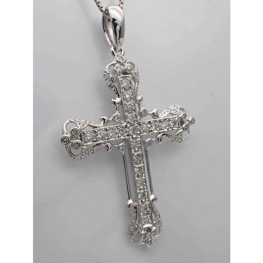 K18WG ホワイトゴールド ダイヤクロス ペンダントトップ 1.00ct 6.41g 中古A+ 【送料無料】 C-9304の画像