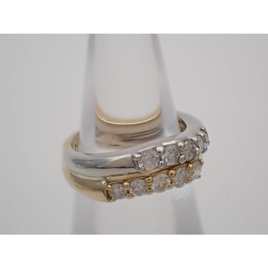K18 Pt900 イエローゴールド プラチナ コンビ ダイヤリング 0.50ct 2号 3.76g 中古A 【送料無料】 C-9415の画像