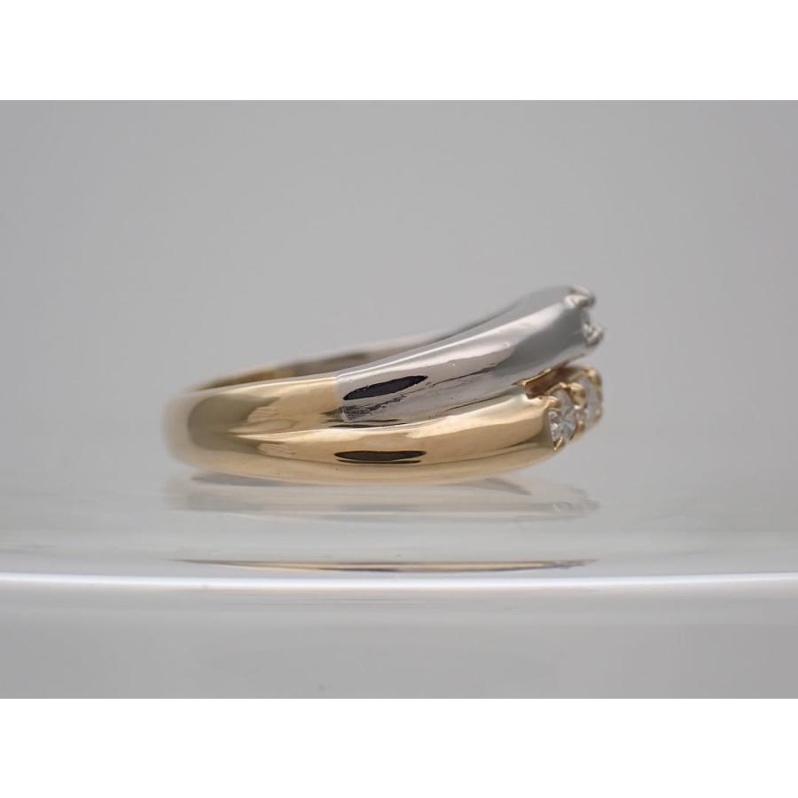 K18 Pt900 イエローゴールド プラチナ コンビ ダイヤリング 0.50ct 2号 
