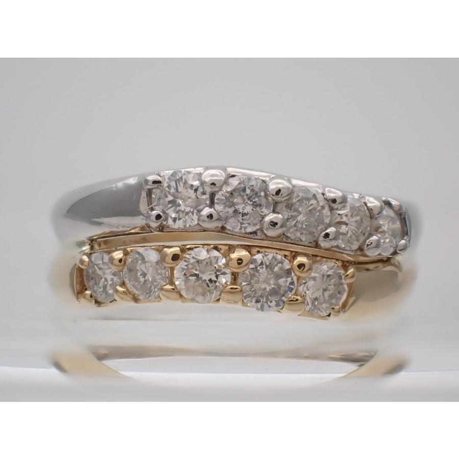 K18 Pt900 イエローゴールド プラチナ コンビ ダイヤリング 0.50ct 2号 3.76g 中古A 【送料無料】 C-9415の画像