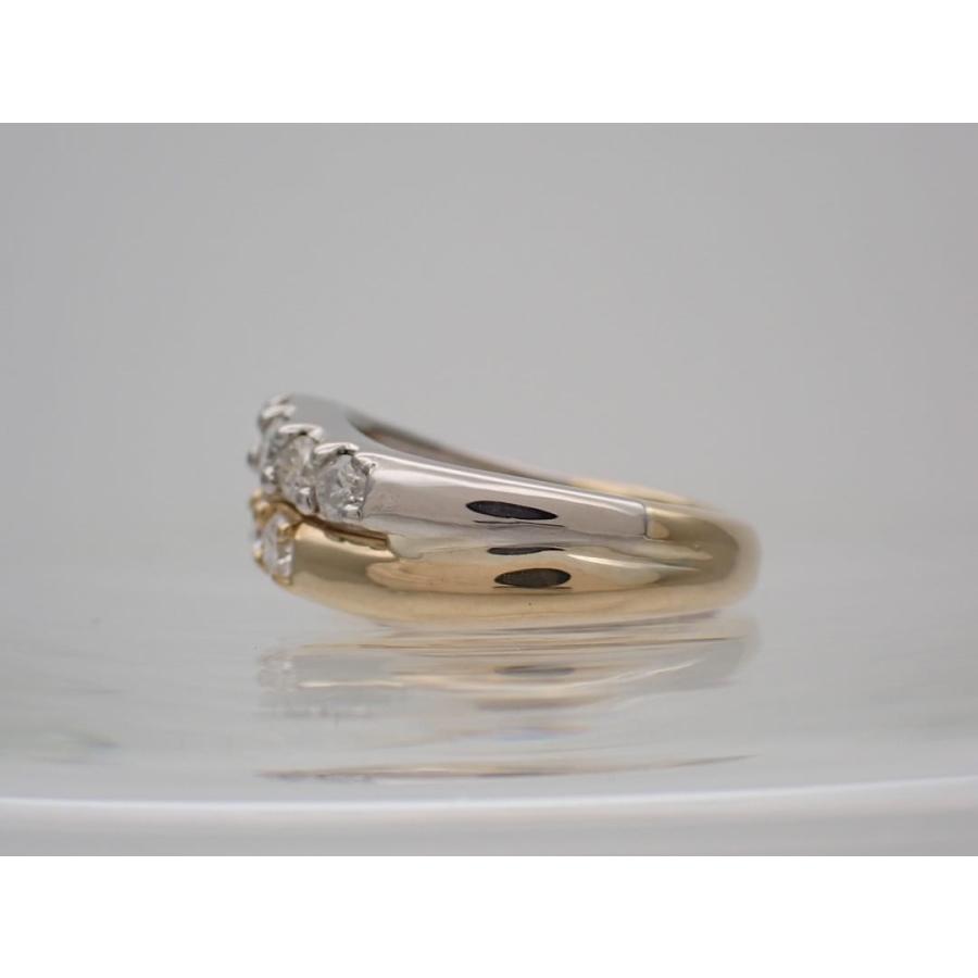 K18 Pt900 イエローゴールド プラチナ コンビ ダイヤリング 0.50ct 2号 3.76g 中古A 【送料無料】 C-9415の画像