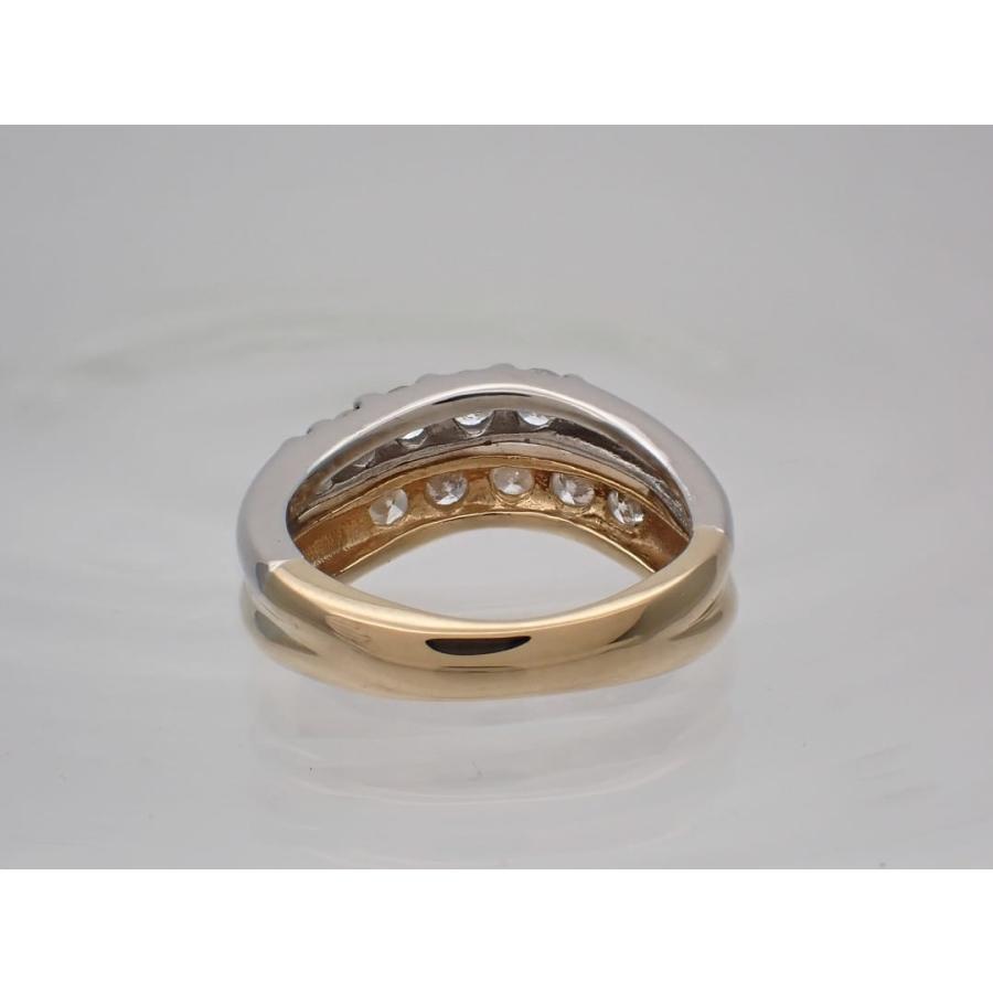 K18 Pt900 イエローゴールド プラチナ コンビ ダイヤリング 0.50ct 2号 3.76g 中古A 【送料無料】 C-9415の画像