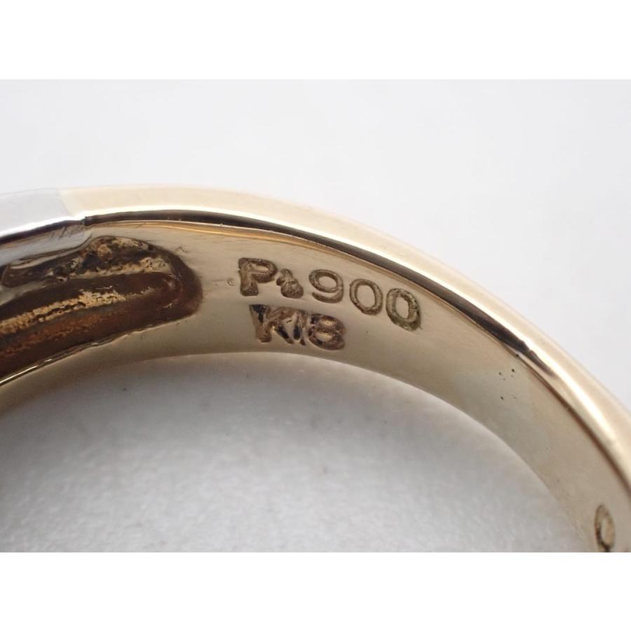 K18 Pt900 イエローゴールド プラチナ コンビ ダイヤリング 0.50ct 2号 3.76g 中古A 【送料無料】 C-9415の画像