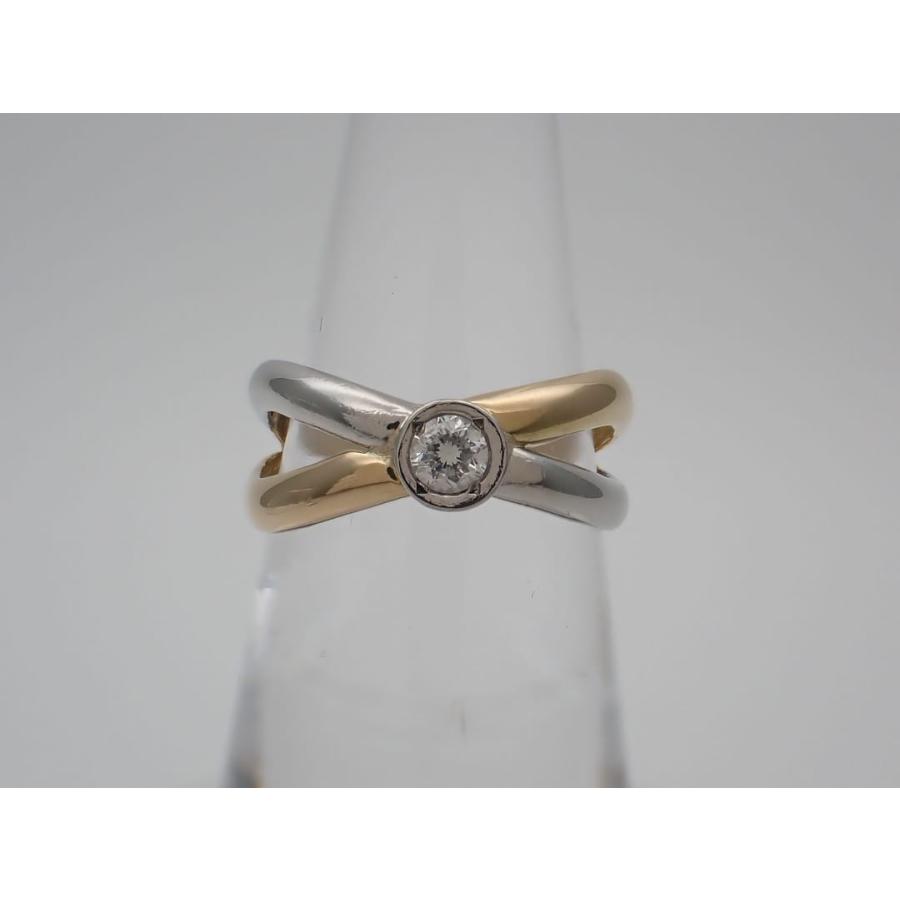 K18 Pt900 イエローゴールド プラチナ コンビ ダイヤリング 0.16ct 9号 