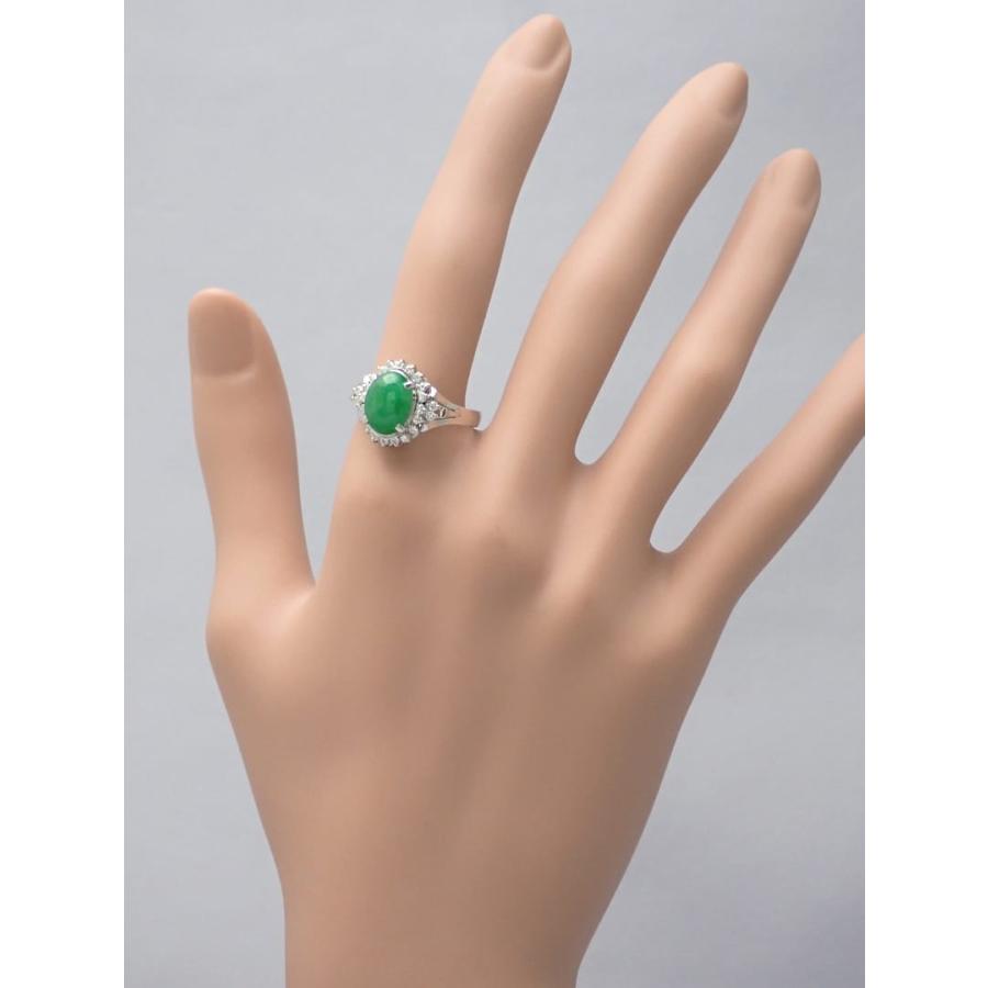 PT900 プラチナ ダイヤ取巻き ヒスイ リング J2.85ct D0.37ct 18号 7.73g 中古A+ 【送料無料】 C-9432の画像