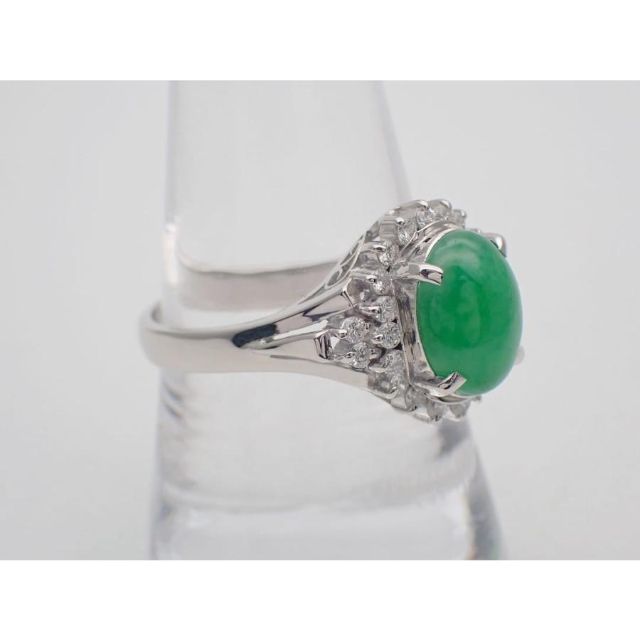 PT900 プラチナ ダイヤ取巻き ヒスイ リング J2.85ct D0.37ct 18号 7.73g 中古A+ 【送料無料】 C-9432の画像
