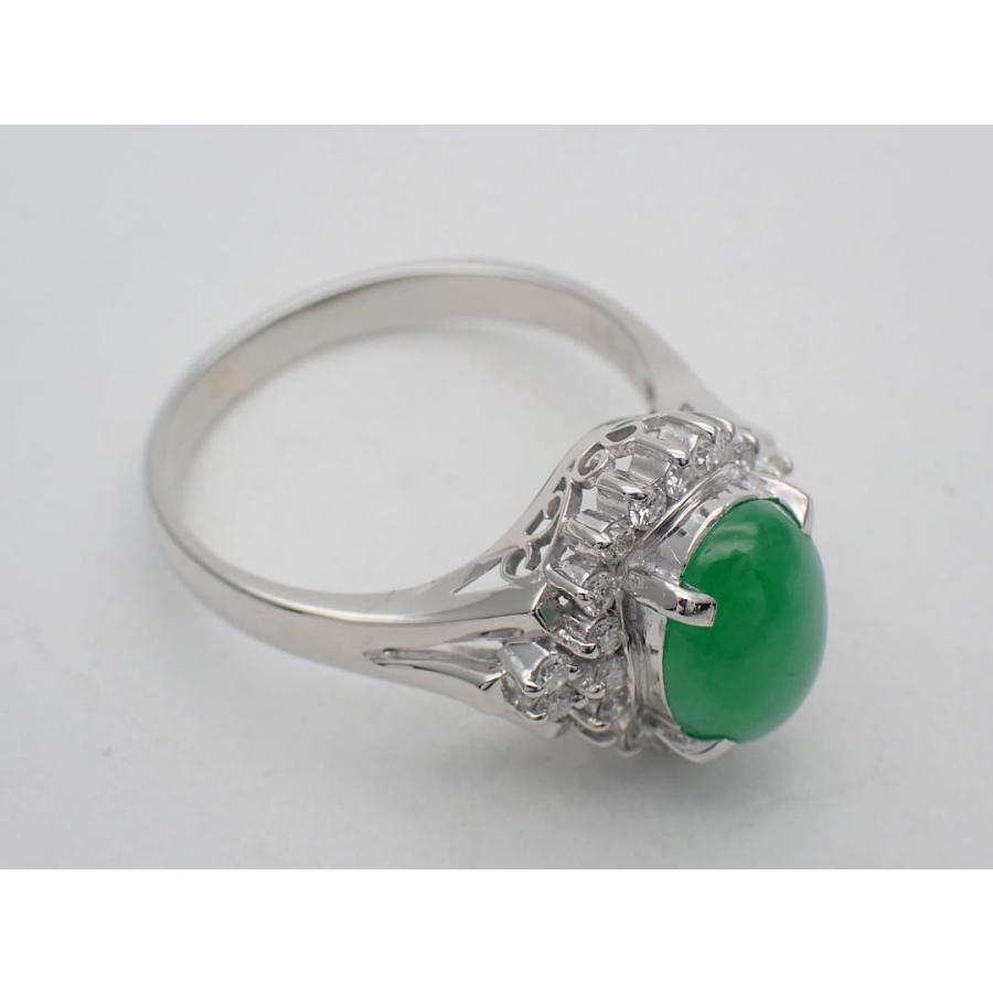 PT900 プラチナ ダイヤ取巻き ヒスイ リング J2.85ct D0.37ct 18号 7.73g 中古A+ 【送料無料】 C-9432の画像