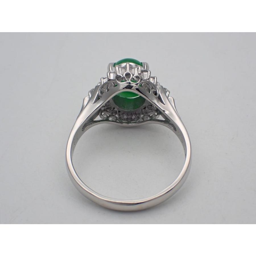 PT900 プラチナ ダイヤ取巻き ヒスイ リング J2.85ct D0.37ct 18号 7.73g 中古A+ 【送料無料】 C-9432の画像