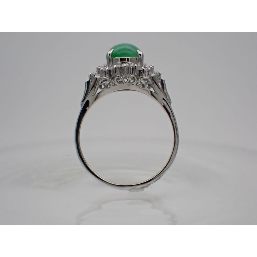 PT900 プラチナ ダイヤ取巻き ヒスイ リング J2.85ct D0.37ct 18号 7.73g 中古A+ 【送料無料】 C-9432の画像